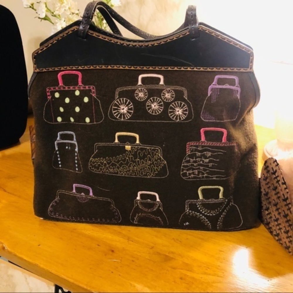Antonio Melani Wool Tote Embodiered Purse Handbag